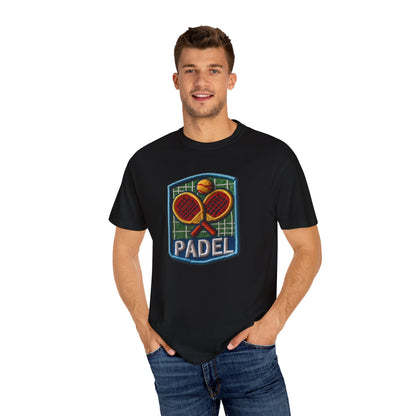 Chenille Padel Patch, Sport Faux Graphic -Unisex Garment-Dyed T-shirt