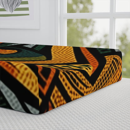 Textil de adorno africano estilo años 1960-1970 - Patrón atrevido e intrincado - Funda para cambiador de bebé