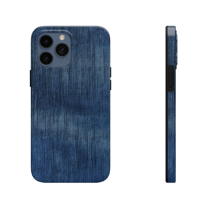 Indigo Splash: Washed Denim Reverie in Deep Blue - Tough Phone Cases