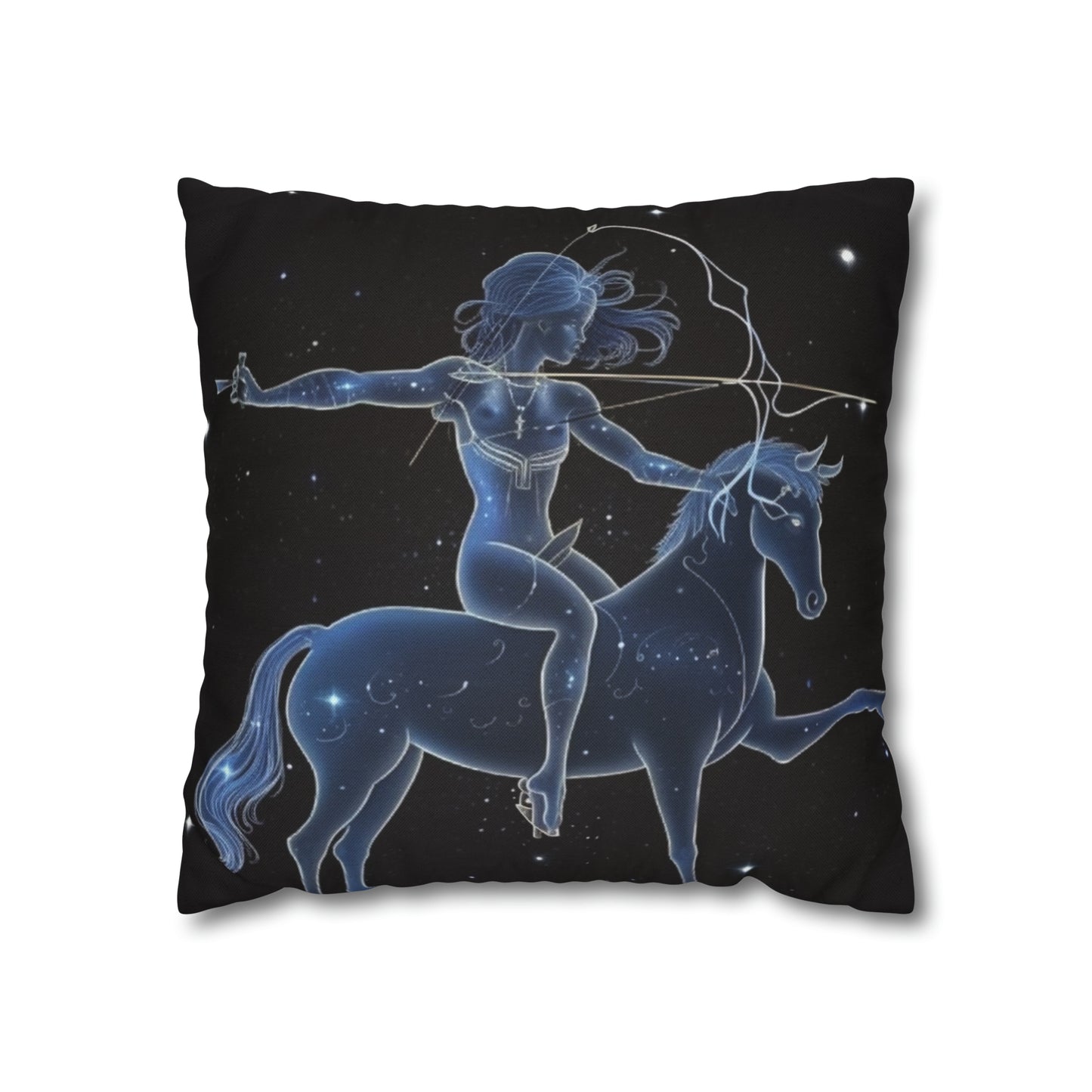 Sagittarius Zodiac in Starlit Universe - Fluorescent Colors - Spun Polyester Square Pillow Case