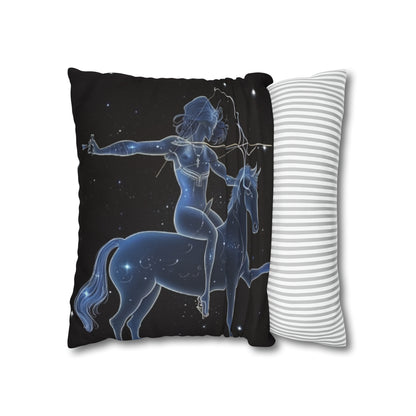 Sagittarius Zodiac in Starlit Universe - Fluorescent Colors - Spun Polyester Square Pillow Case