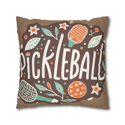 Pickleball Boho Graphic - Regalo deportivo - Funda de almohada cuadrada de poliéster hilado 