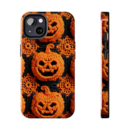 Halloween Crochet Pumpkin Scary Horror Festive Holiday Pattern - Tough Phone Cases