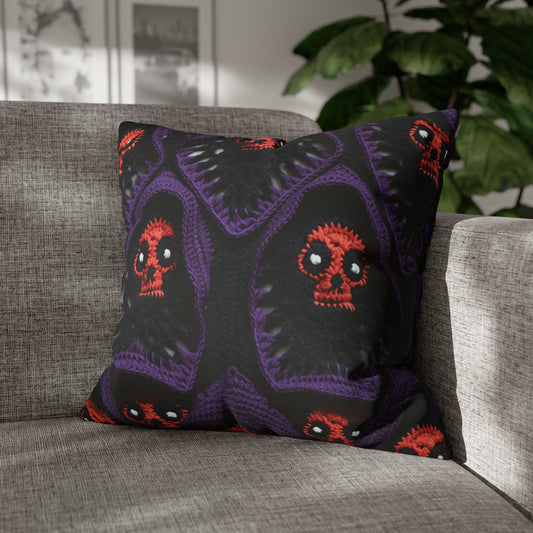 Grim Reaper Crochet Halloween Fright Scare Ghoul Fantasy Horror - Spun Polyester Square Pillow Case