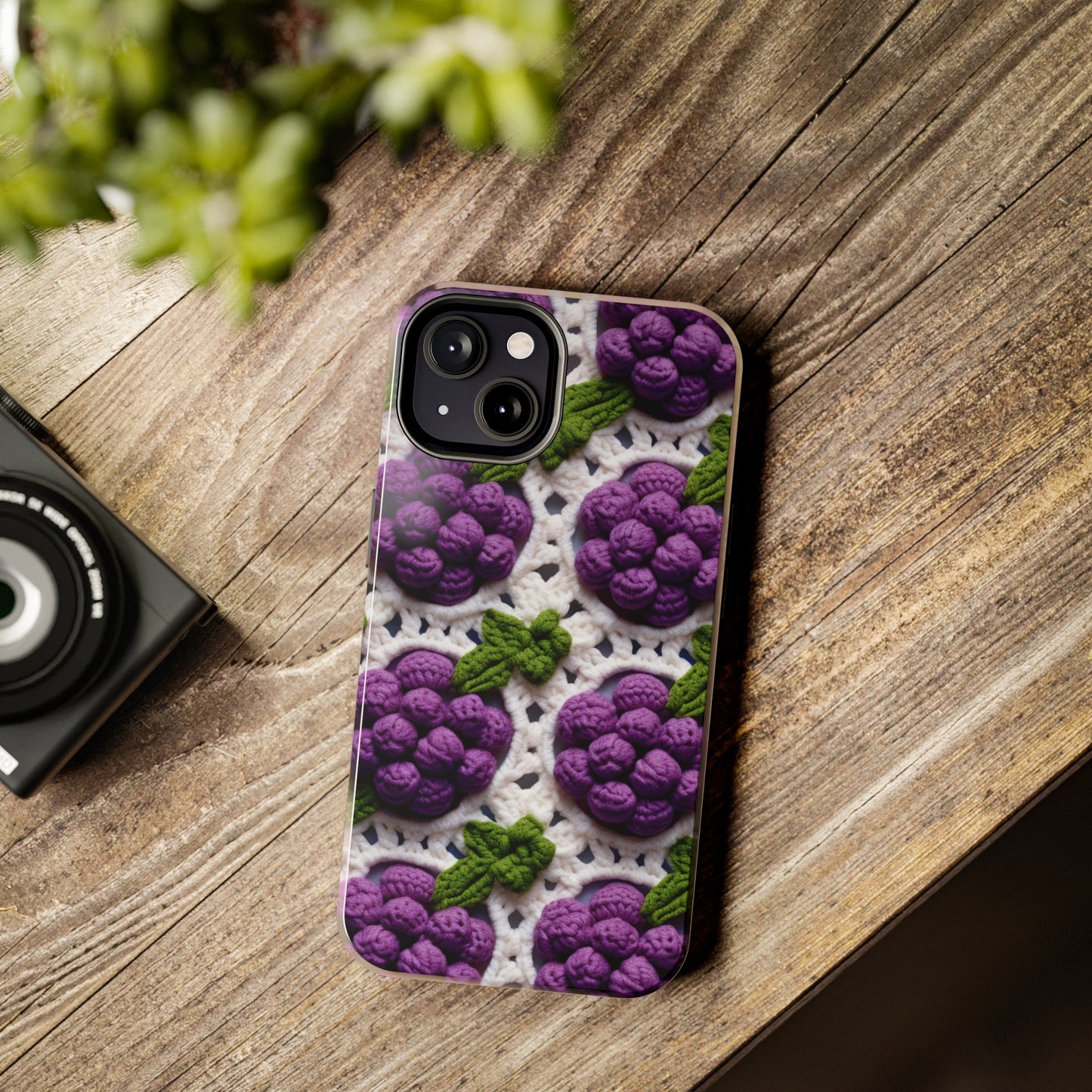 Crochet Grapes Pattern - Granny Square Design - Fresh Fruit Pick - Orchard Purple Snack Food - Tough Phone Cases