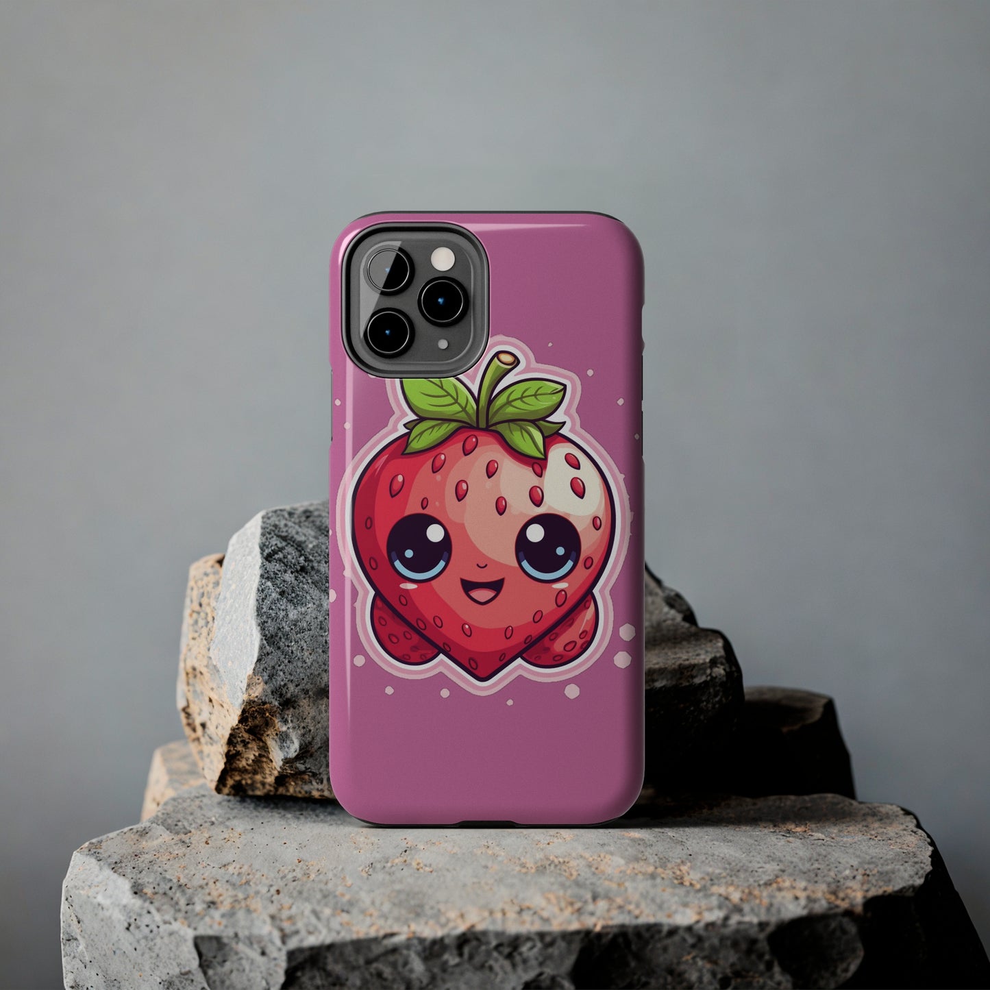 Kawaii Strawberry Adventure - Anime Classic Traditional Japanese Fruit - Otaku Artwork - Tough Phone Cases