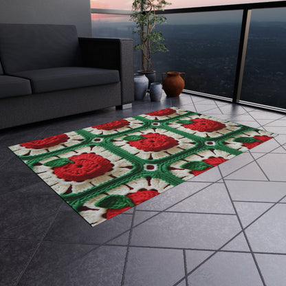 Apple Granny Square Crochet Pattern: Wild Fruit Tree, Delicious Red Design - Outdoor Rug