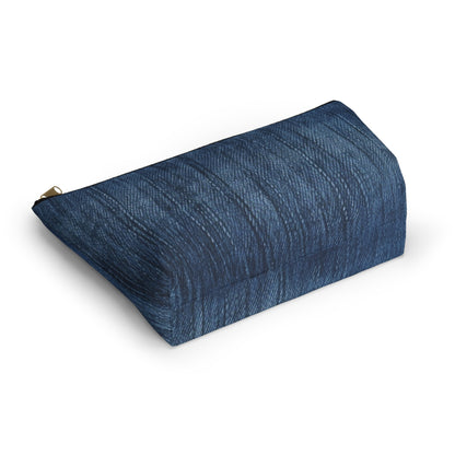 Indigo Splash: Washed Denim Reverie in Deep Blue - Accessory Pouch w T-bottom