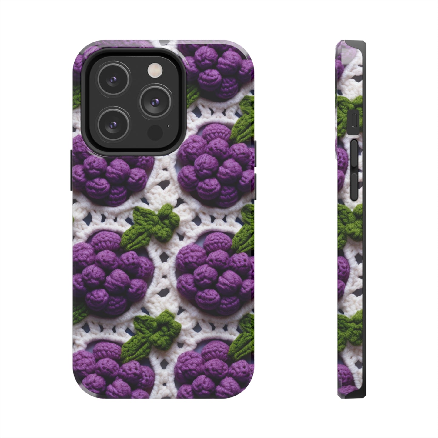 Crochet Grapes Pattern - Granny Square Design - Fresh Fruit Pick - Orchard Purple Snack Food - Tough Phone Cases