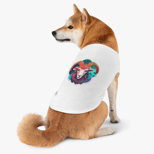 Signo del zodiaco Aries – Símbolo de astrología cósmica de color vivo y brillante – Camiseta sin mangas para mascotas 