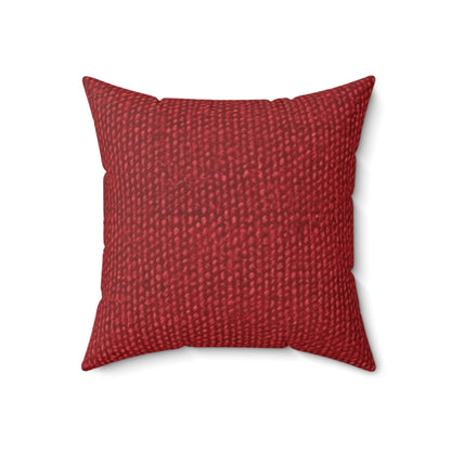 Bold Ruby Red: Denim-Inspired, Passionate Fabric Style - Spun Polyester Square Pillow