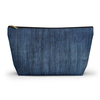 Indigo Splash: Washed Denim Reverie in Deep Blue - Accessory Pouch w T-bottom