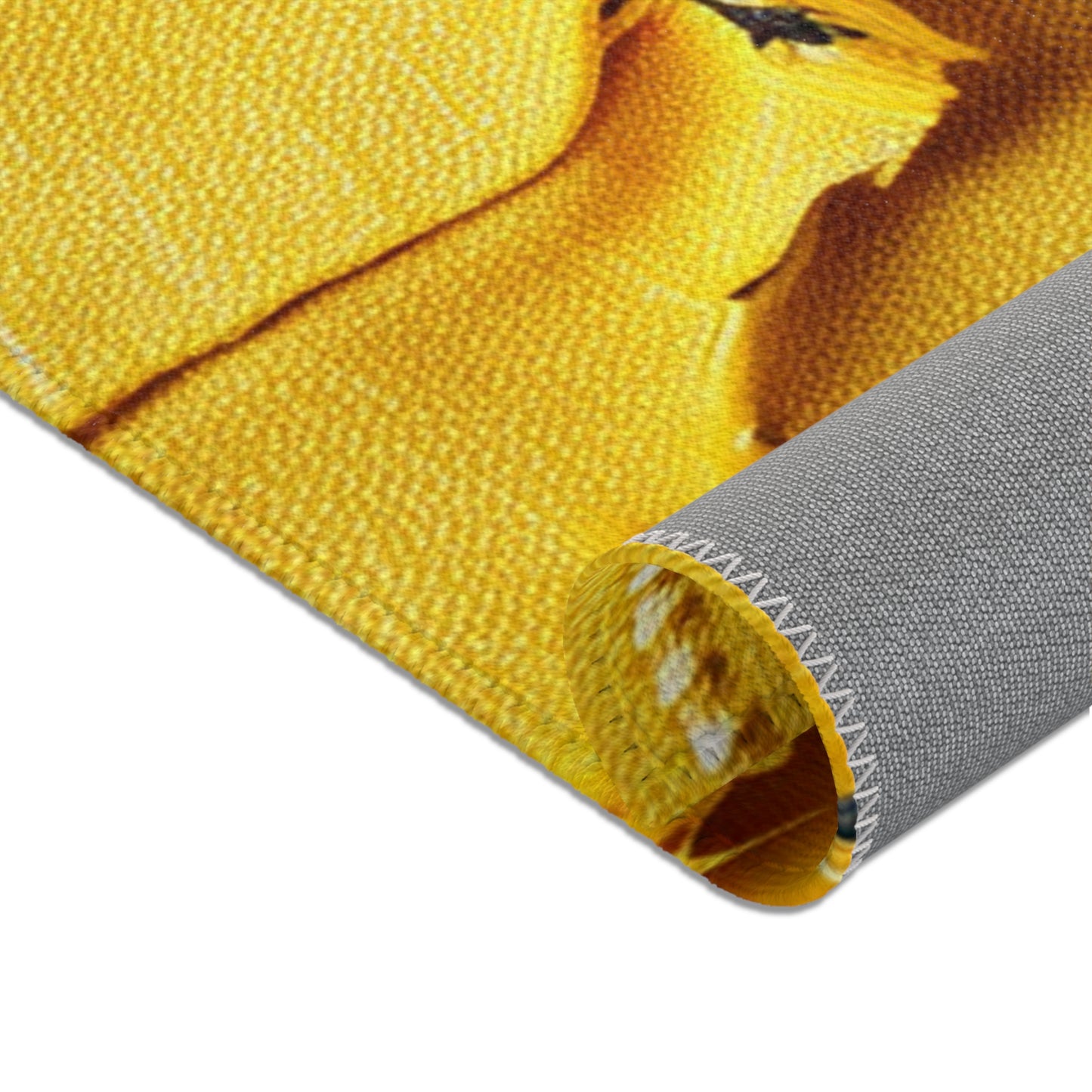 Banana Yellow Lemon: Bold Distressed, Denim-Inspired Fabric - Area Rugs