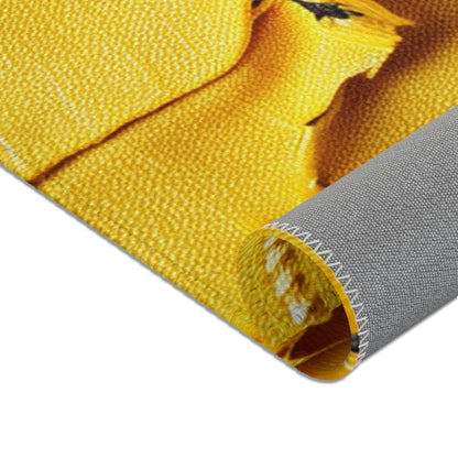 Banana Yellow Lemon: Bold Distressed, Denim-Inspired Fabric - Area Rugs