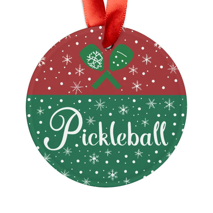 Pickleball Winter - Christmas Special - Acrylic Ornament with Ribbon