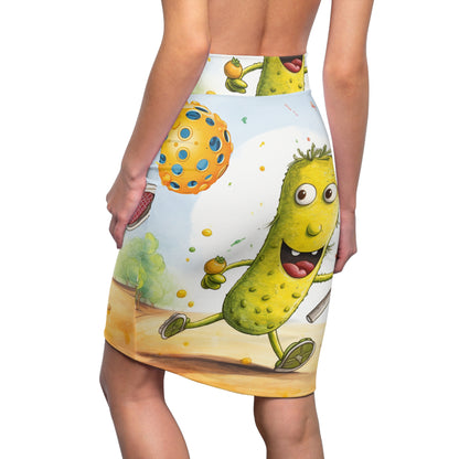 Pickleball Play: Pickle Sport Action Game, Fast Dink Ball - Women's Pencil Skirt (AOP)