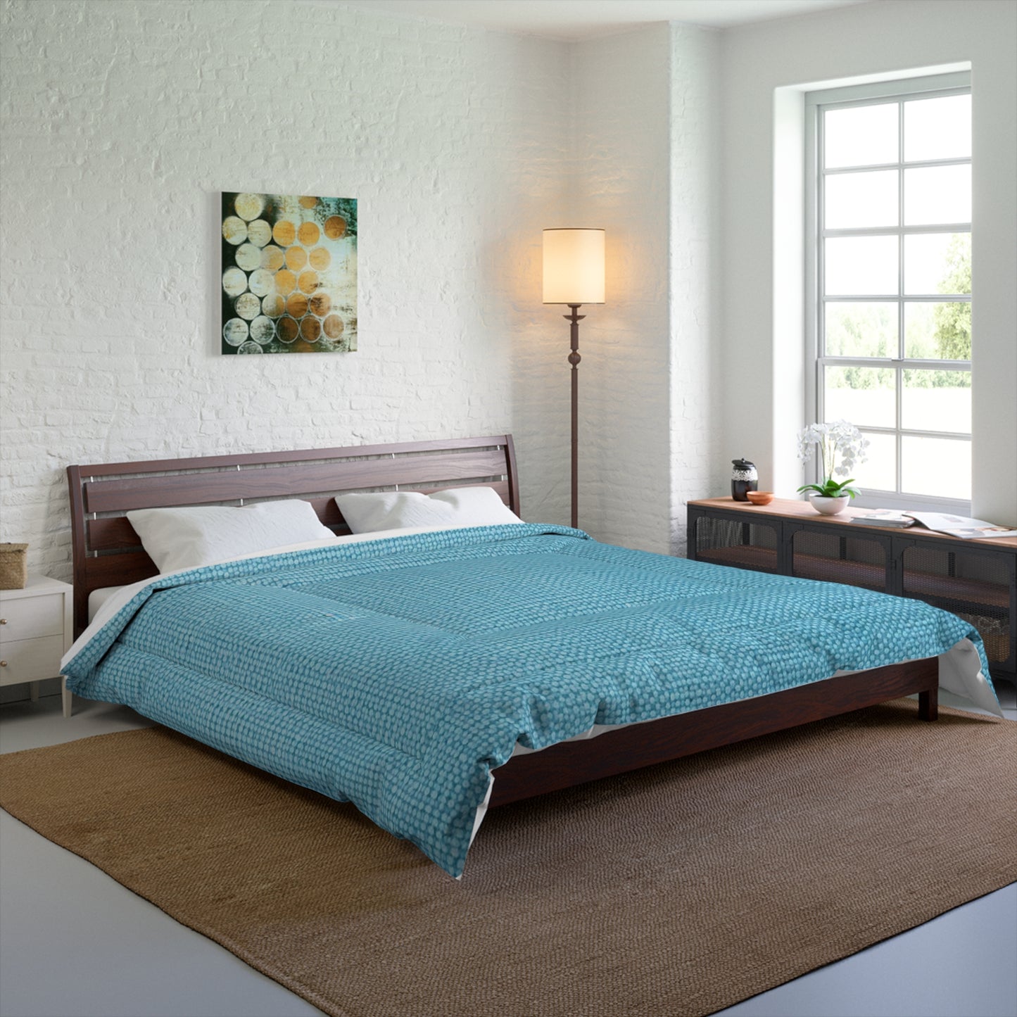 Bright Aqua Teal: Denim-Inspired Refreshing Blue Summer Fabric - Comforter