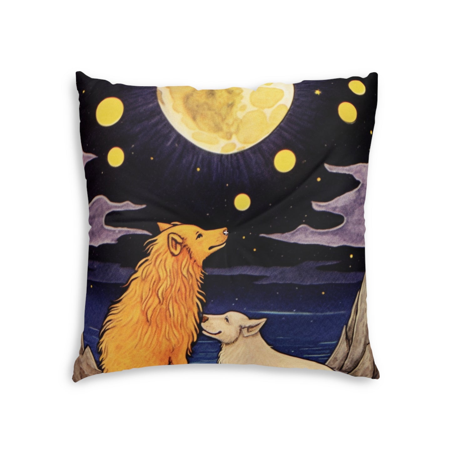 Moon Tarot Card Art - Embrace Your Intuition and Dreams - Tufted Floor Pillow, Square