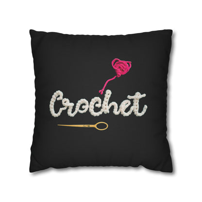 Crochet Love Gift - Heartfelt Fabric Fashion Collector Style - Spun Polyester Square Pillow Case