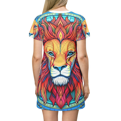 Astrological Leo - Cosmic Zodiac Constellation, Lion Symbol Art - T-Shirt Dress (AOP)