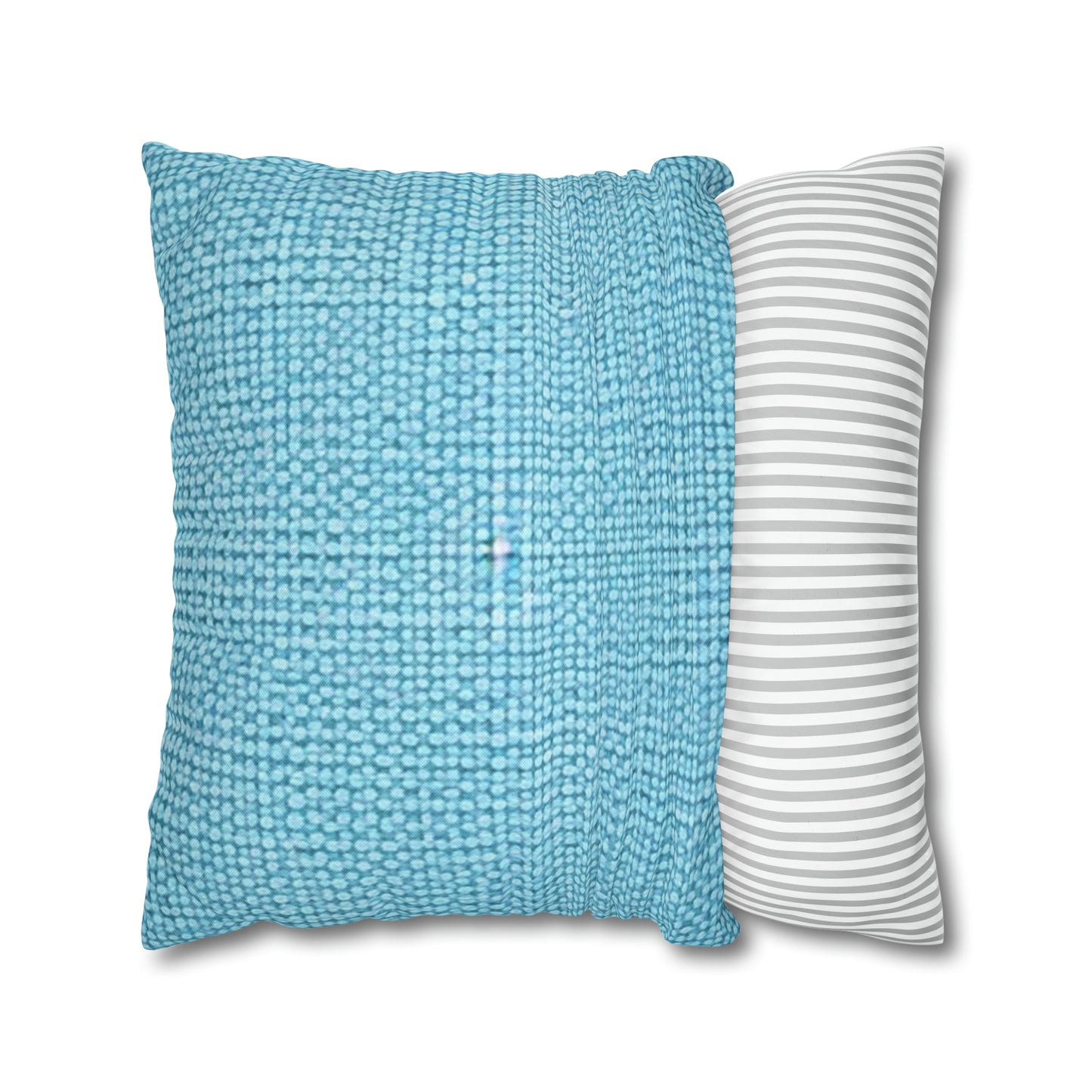 Bright Aqua Teal: Denim-Inspired Refreshing Blue Summer Fabric - Spun Polyester Square Pillow Case