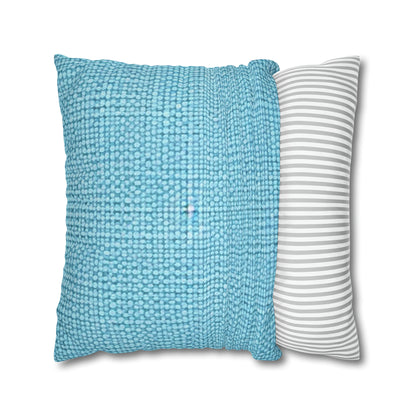 Bright Aqua Teal: Denim-Inspired Refreshing Blue Summer Fabric - Spun Polyester Square Pillow Case