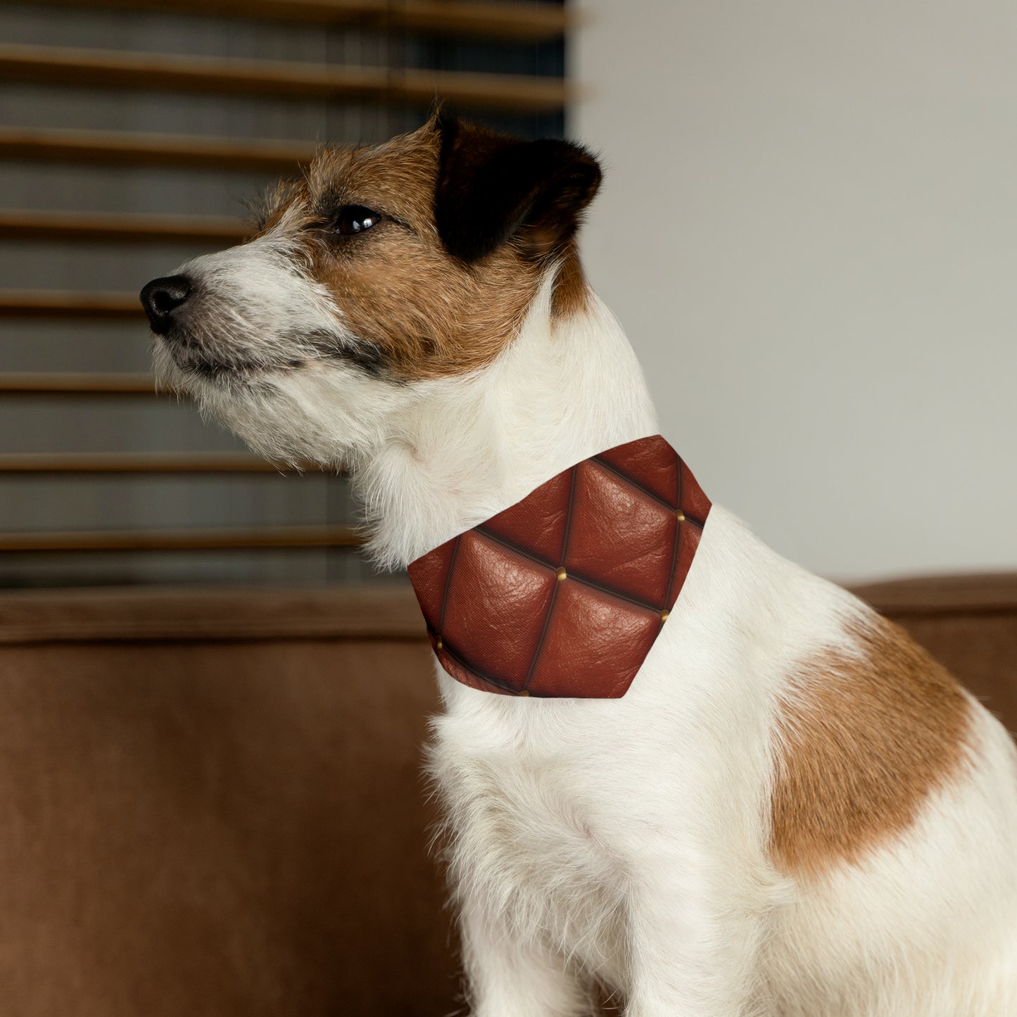 Brown Leather Cognac Pattern Rugged Durable Design Style - Dog & Pet Bandana Collar