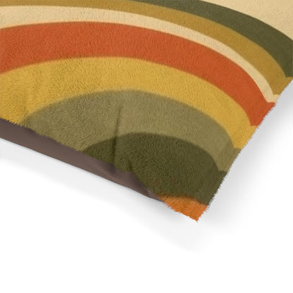 Groovy 1970s Mod-Inspired Dog & Pet Bed in Bold Orange, Green, Rust, Gold Beige