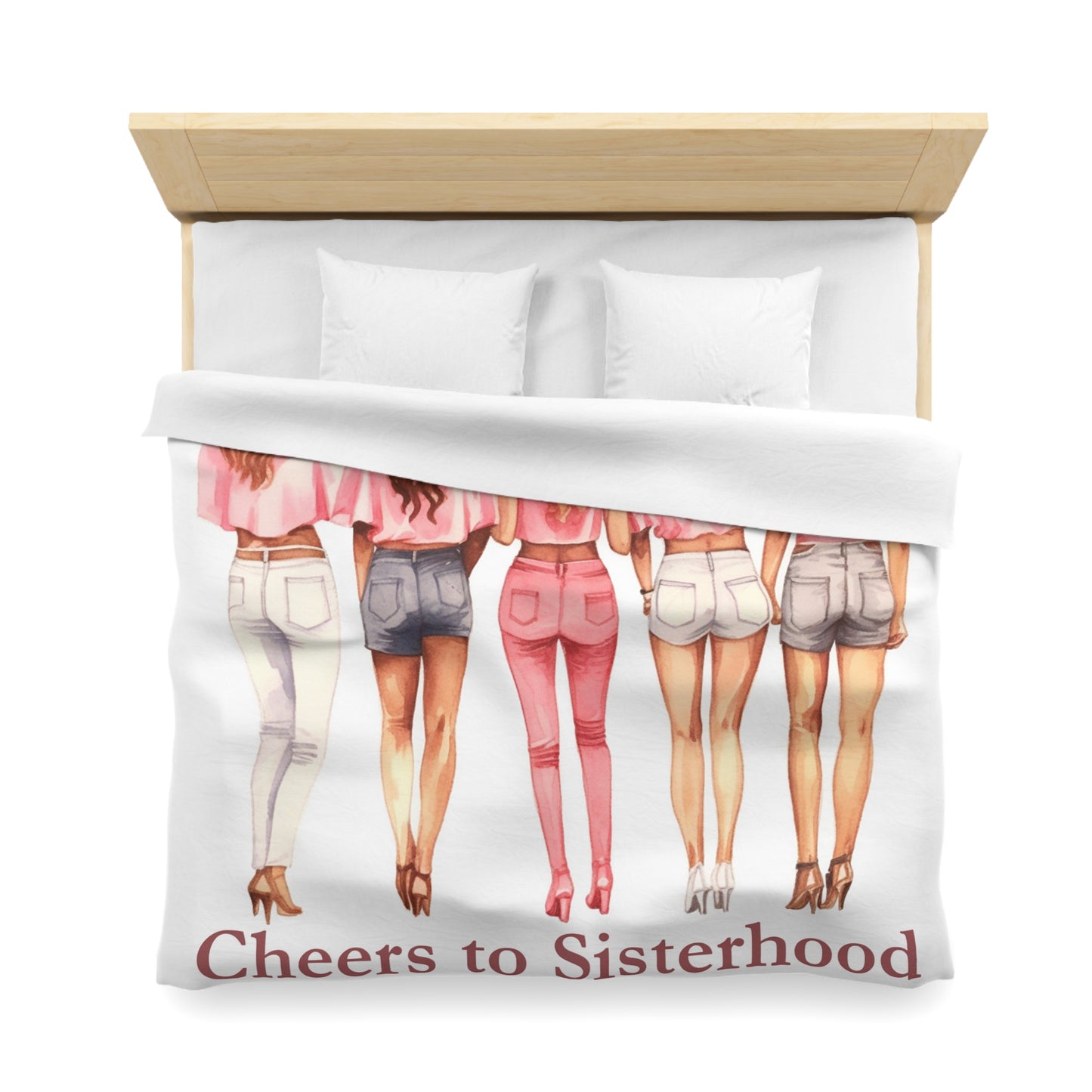 Cheers to Sisterhood - Sorority Chic Bachelorette Party Illustration - Microfiber Duvet Cover