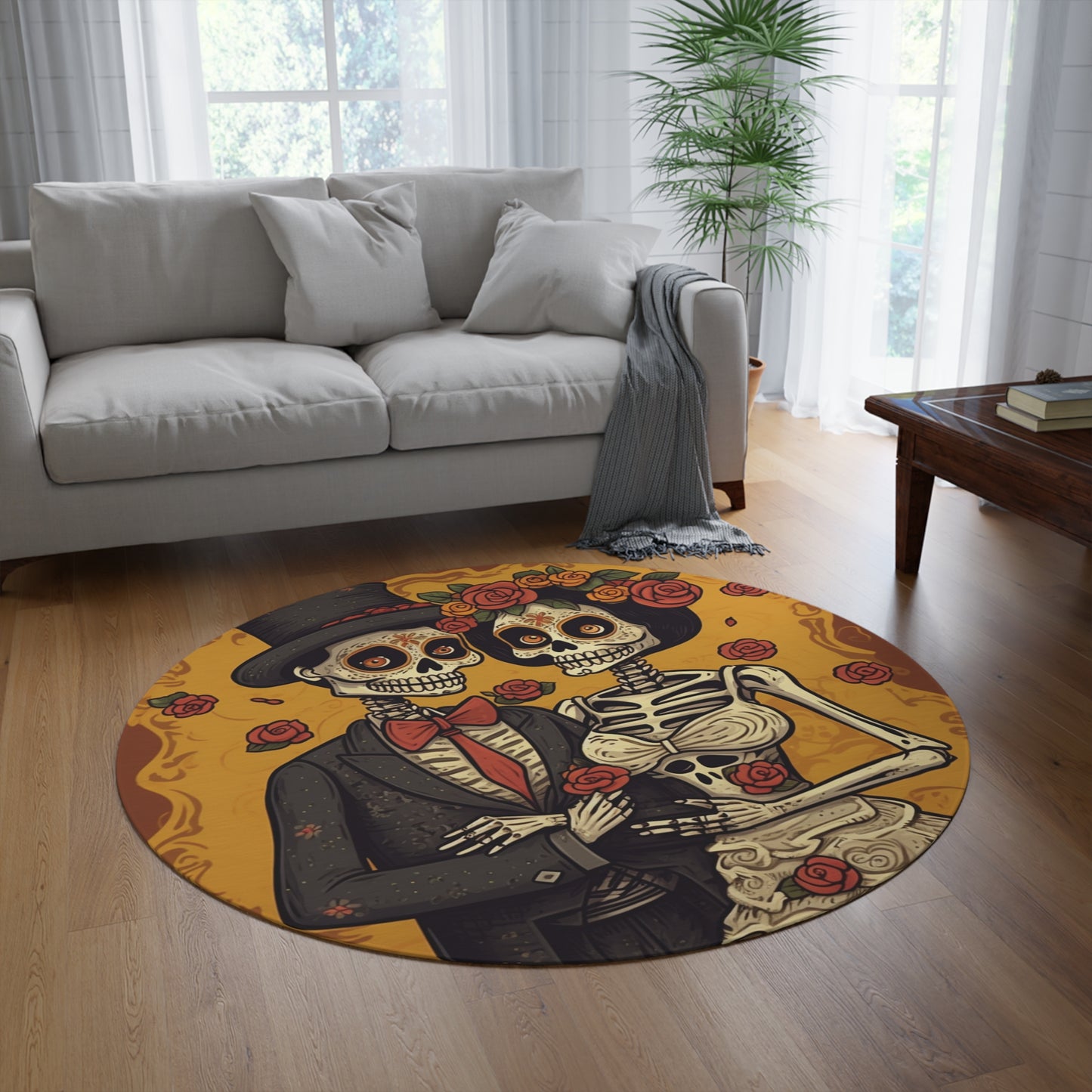 Halloween Wedding Marriage, Bride & Groom - Forever Soulmates - Round Rug