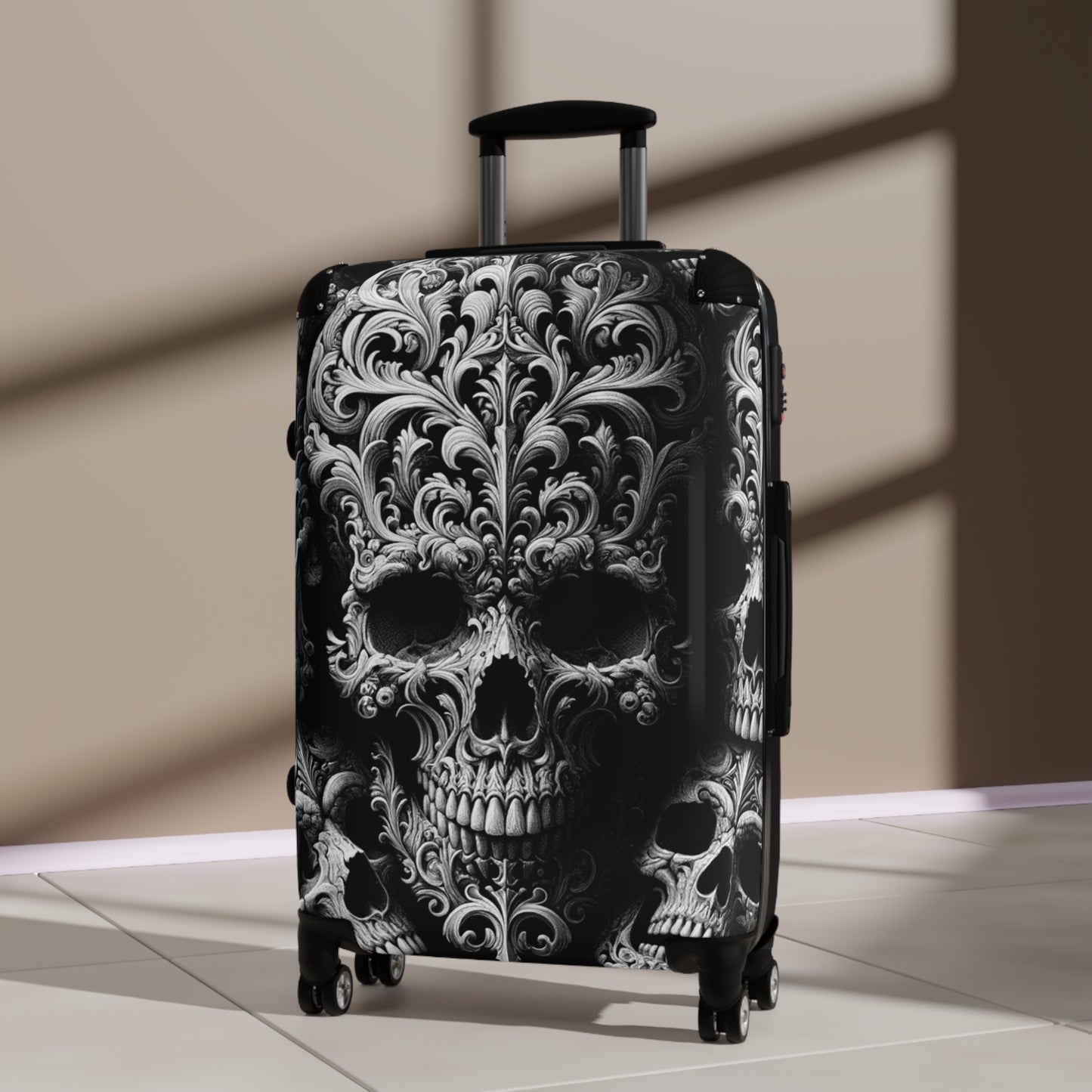 Obsidian Trek: Black Gothic, Skull Embossed, Suitcase