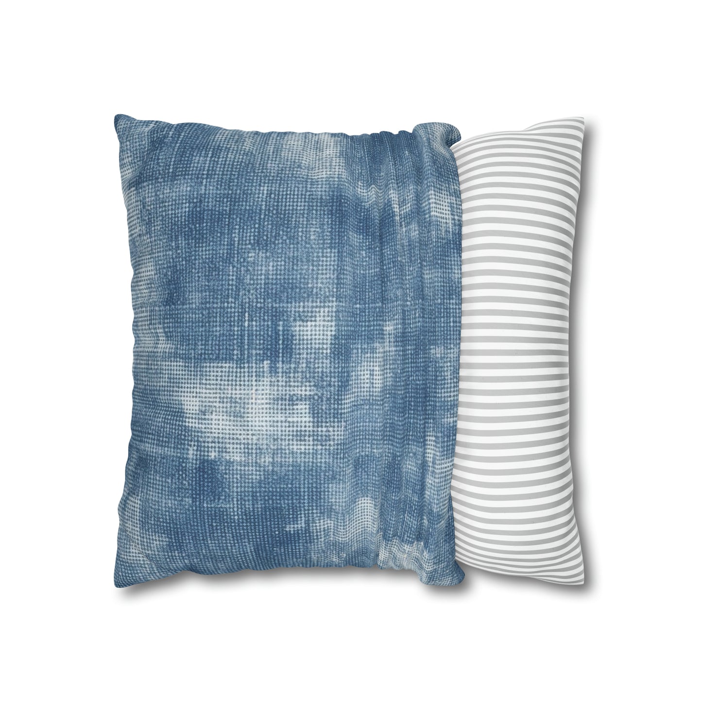 Faded Blue Washed-Out: Denim-Inspired, Style Fabric - Spun Polyester Square Pillow Case