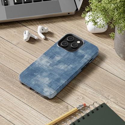 Faded Blue Washed-Out: Denim-Inspired, Style Fabric - Tough Phone Cases