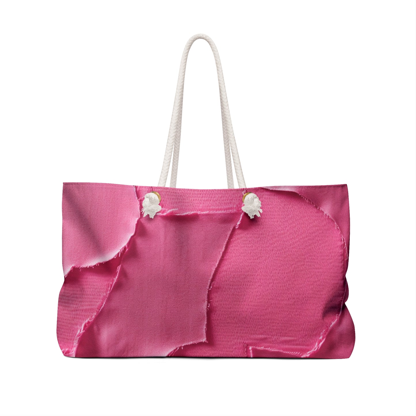 Distressed Neon Pink: Edgy, Ripped Denim-Inspired Doll Fabric - Weekender Bag