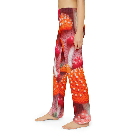 Ganchillo de setas, diseño de bosque encantado, hongos terrosos. Mystical Magic Woodland, Sumérgete en la Naturaleza - Pantalones de pijama para niños (AOP) 