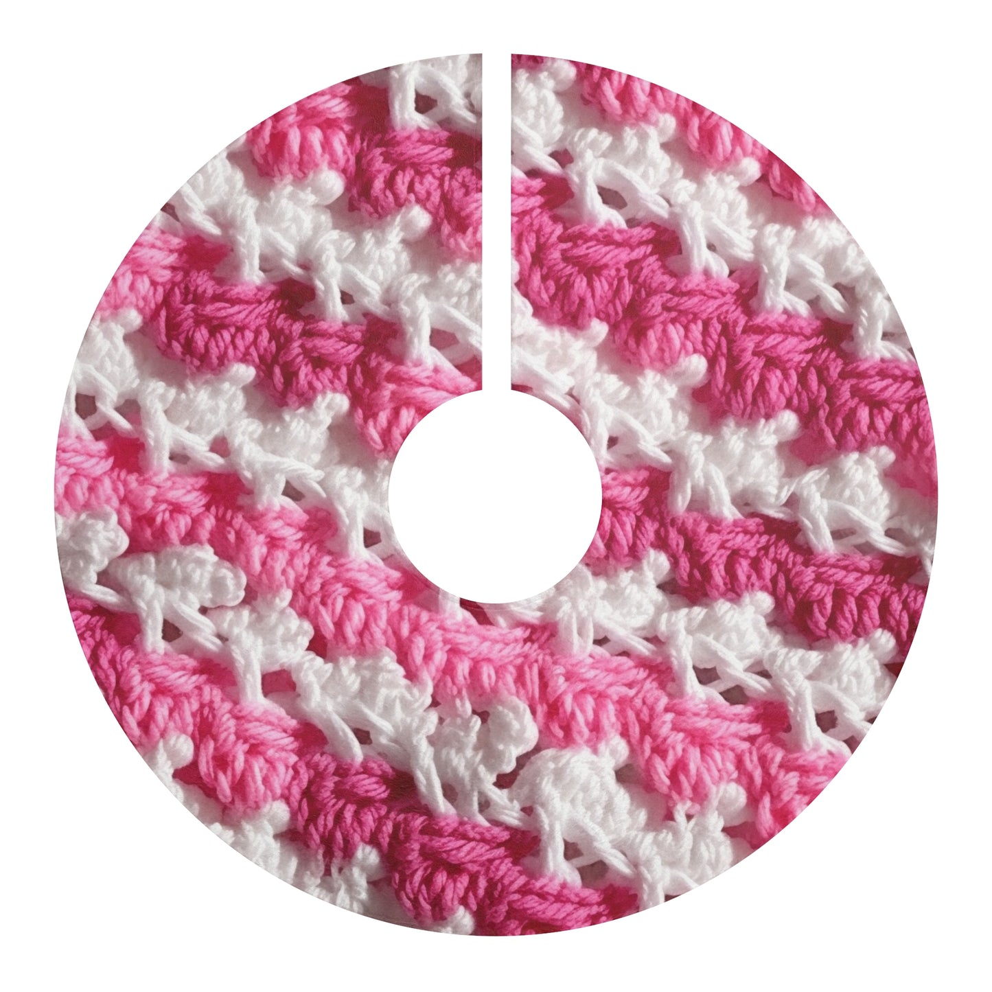 Hot Pink & White Knit, Vibrant Yarn Blend, Modern Chic Texture - Christmas Tree Skirts