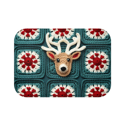 Christmas Reindeer Crochet, Wintry Wonderland Design, Festive Stag Motif. Embrace the Holiday Spirit - Bath Mat