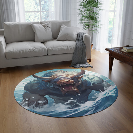 Bull Shark Fusion: Water Fantasy - Hybrid Ocean Marine Animal - Round Rug