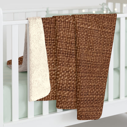 Luxe Dark Brown: Denim-Inspired, Distinctively Textured Fabric - Sherpa Fleece Blanket