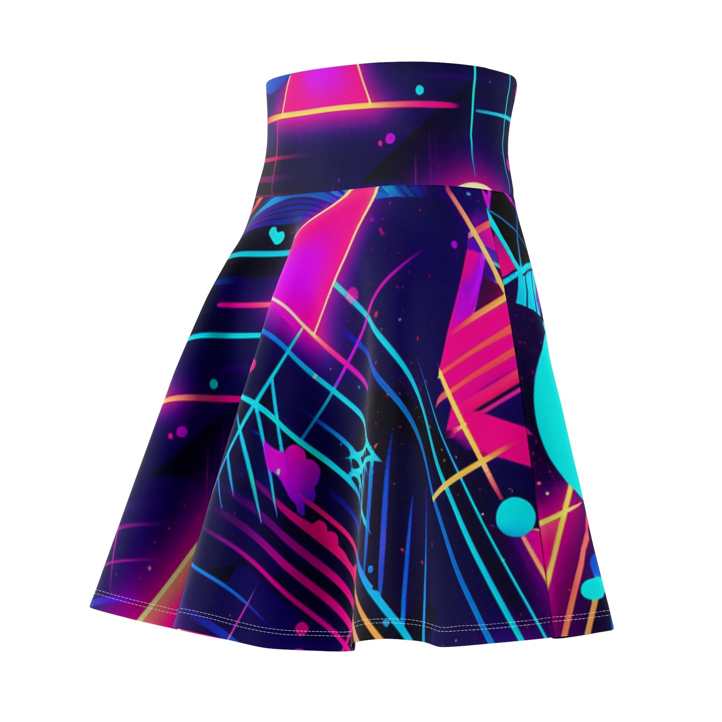 80s Synthwave Retro-Futuristic Inspired Pattern Design Women's Skater Skirt (AOP)