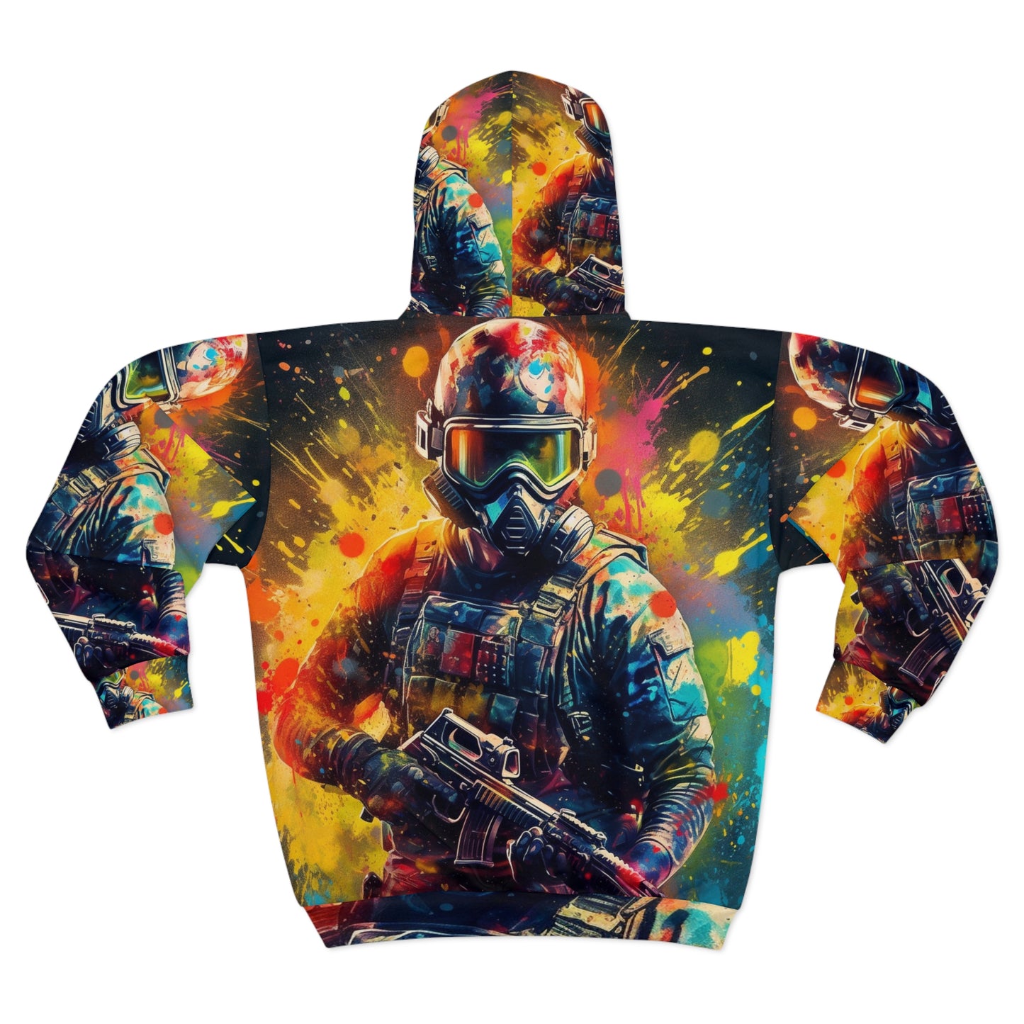 Paintball Game Sport: Professional Action Shot Target Player - Unisex Zip Hoodie (AOP)