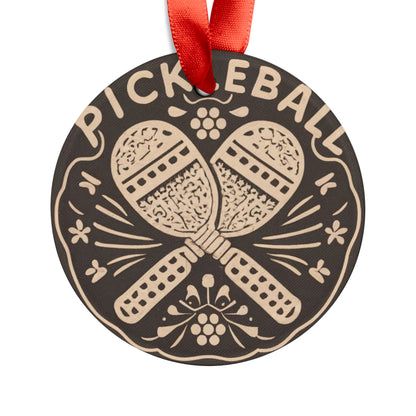 Pickleball Boho Bohemian - Sport Graphic Gift - Acrylic Ornament with Ribbon