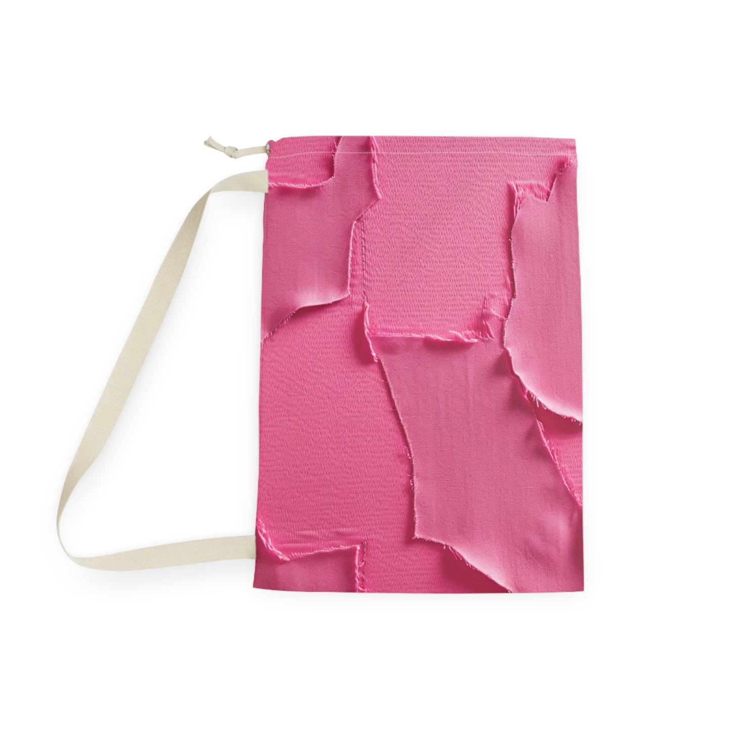 Distressed Neon Pink: Edgy, Ripped Denim-Inspired Doll Fabric - Laundry Bag