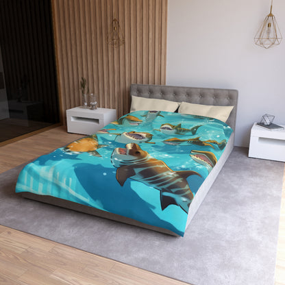 Tiger Shark: Ocean Marine Wildlife - Underwater - Microfiber Duvet Cover