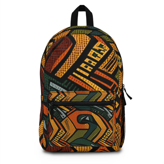 1960-1970s Style African Ornament Textile - Bold, Intricate Pattern - Backpack
