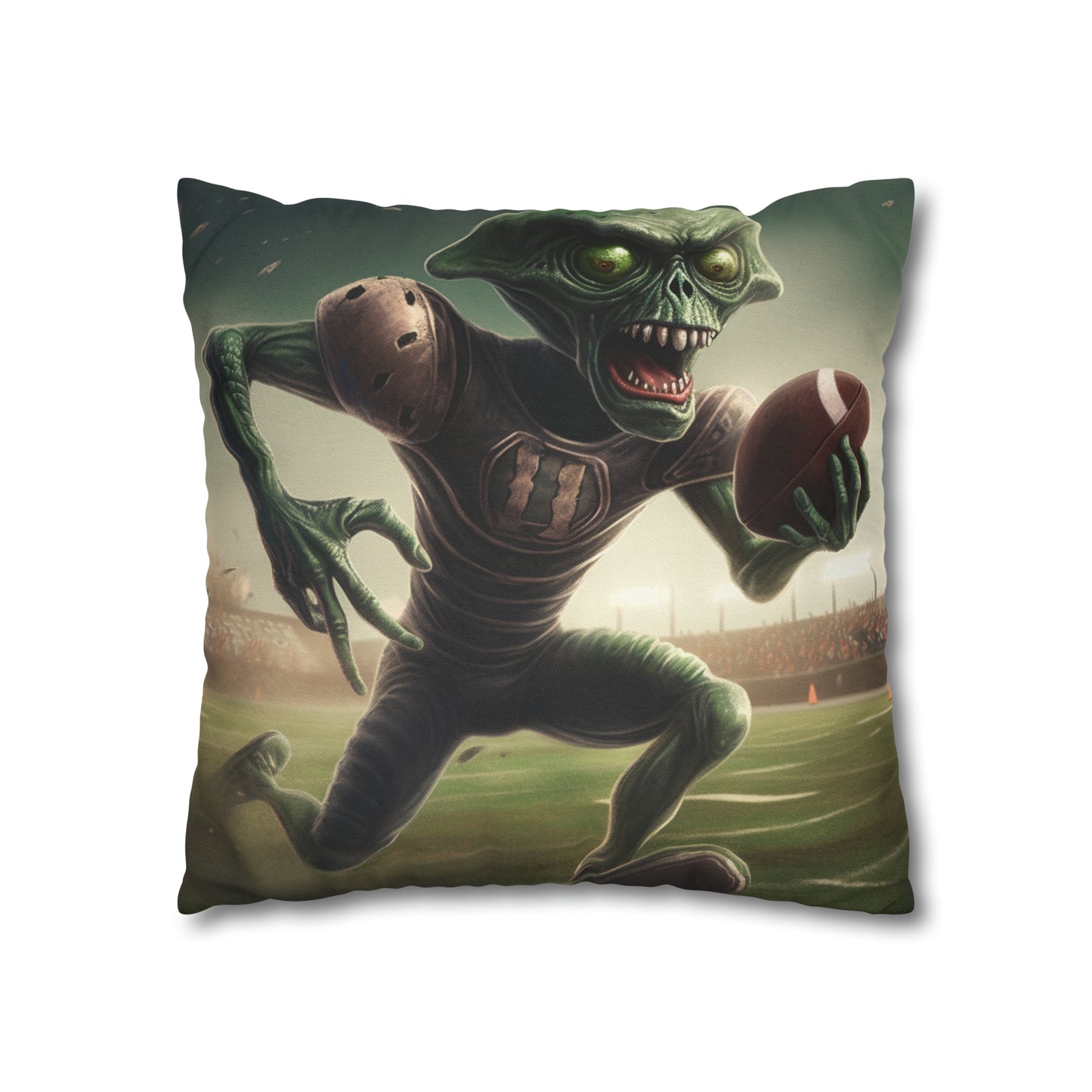 Alien Football Space Sport Game Stadium Athlete Galaxy Player - Spun Polyester Square Pillow Case