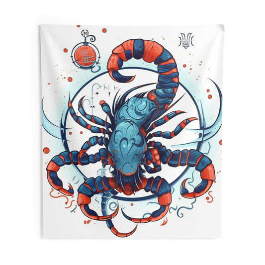 Cute Scorpio Zodiac Sign - Big Claws, Long Tail Cosmic Astrology Symbol - Indoor Wall Tapestries