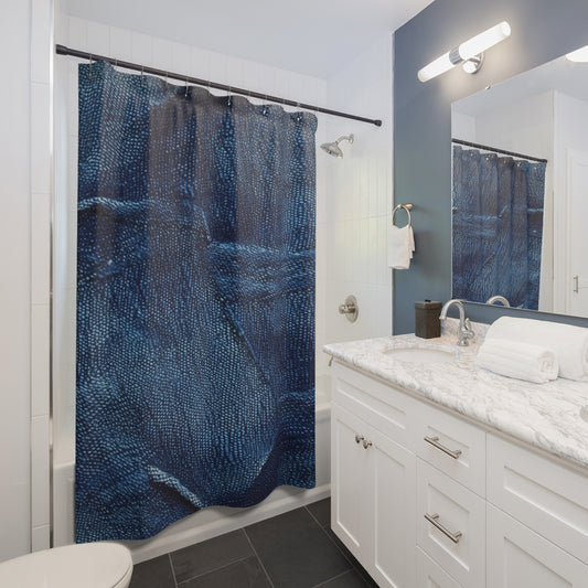 Dark Blue: Distressed Denim-Inspired Fabric Design - Shower Curtains