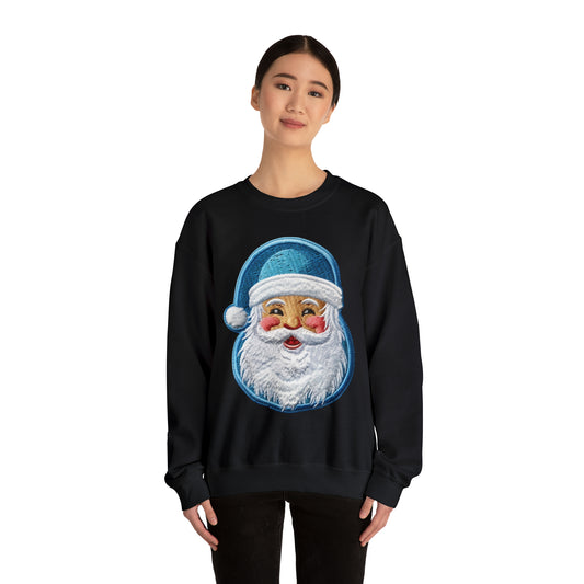 Navidad Santa Chenille - Festivo bordado - Diseño de parche navideño - Sudadera unisex Heavy Blend™ Crewneck