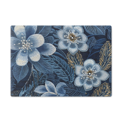 Flower Blossom Embroidery Floral on Denim Style - Cutting Board